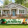 St Patricks Day Backdrop Banner Leprechaun Hat Shamrock Party Background Celebration Photography Props Event Supplies Decoration
