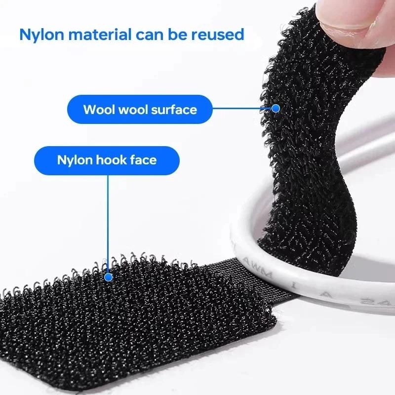 10PCS Releasable Cable Organizer Ties Mouse Earphones Wire Management Nylon Cable Ties Reusable Loop Hoop Tape Straps Tie