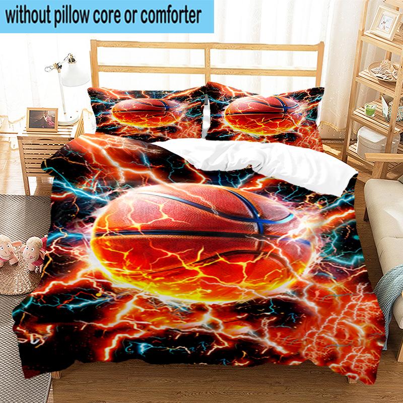 3PCS Flaming Football Artwork 3pcs Bedding,Including 3PCS Duvet Cover And 2pcs Pillowcases Perfect for Christmas,Ideal for Bedroom, Dormitory