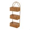 Cesta de Armazenamento Decorativa Feita de Rattan Sintético com Alça, Pendurada Feita à Mão para A