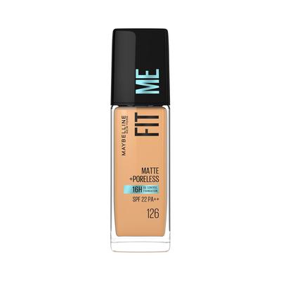 New York Fit Me Matte Poreless Flüssig-Foundation 30ml Ölkontrolle LSF 22 Leichte Alltags-Make-up Farbe 126 Light Pecan