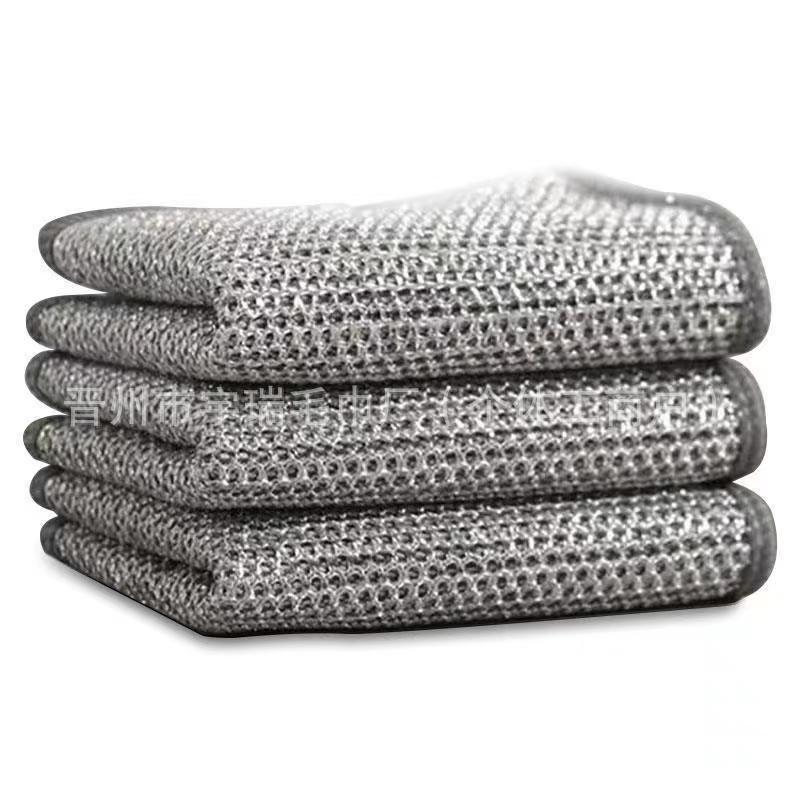 Lavetă abrazivă triplu strat din oțel inoxidabil: Lavetă de curățat bucătăria antiaderentă, rezistentă la ulei