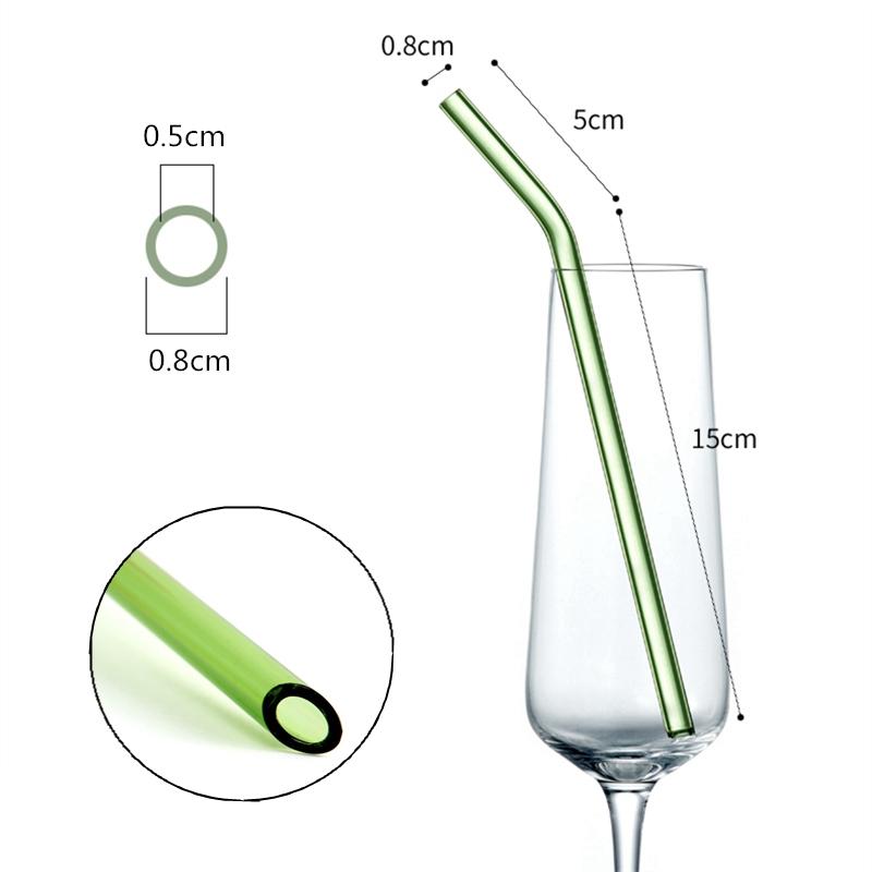 4 Stück bunte Glasstrohhalme mit Bürsten, umweltfreundlich, wiederverwendbar, Trinkglas, Strohhalm, Bar, Party, Events, Gastgeschenke, Trinkgeschirr, Zubehör