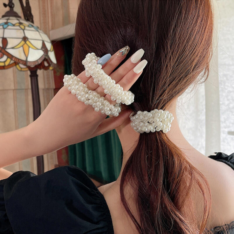 ободок для волос из стеклянных жемчужин white