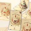 Foldable 3D Cake Birthday Card  Ins Style Colorful Birthday Card Blessings and Thanks Gift Card