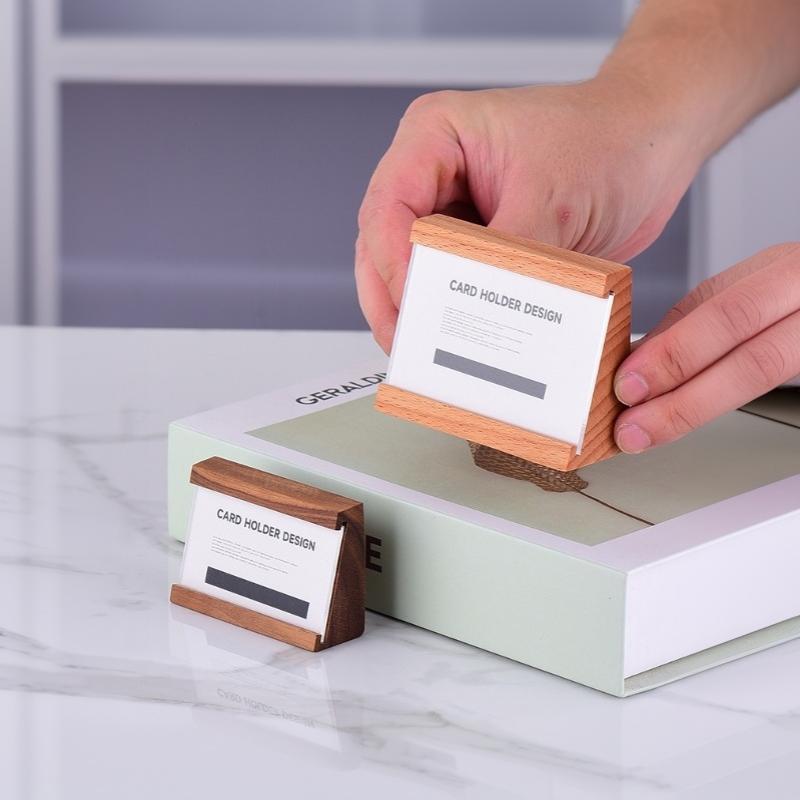 70X40Mm Wood Price Label Tags Table Number Name Card Menu Holder Acrylic Sign Display Stand