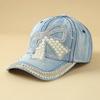 Perlen Schleife Jeans Strass Sonnenschutz Baseballkappe
