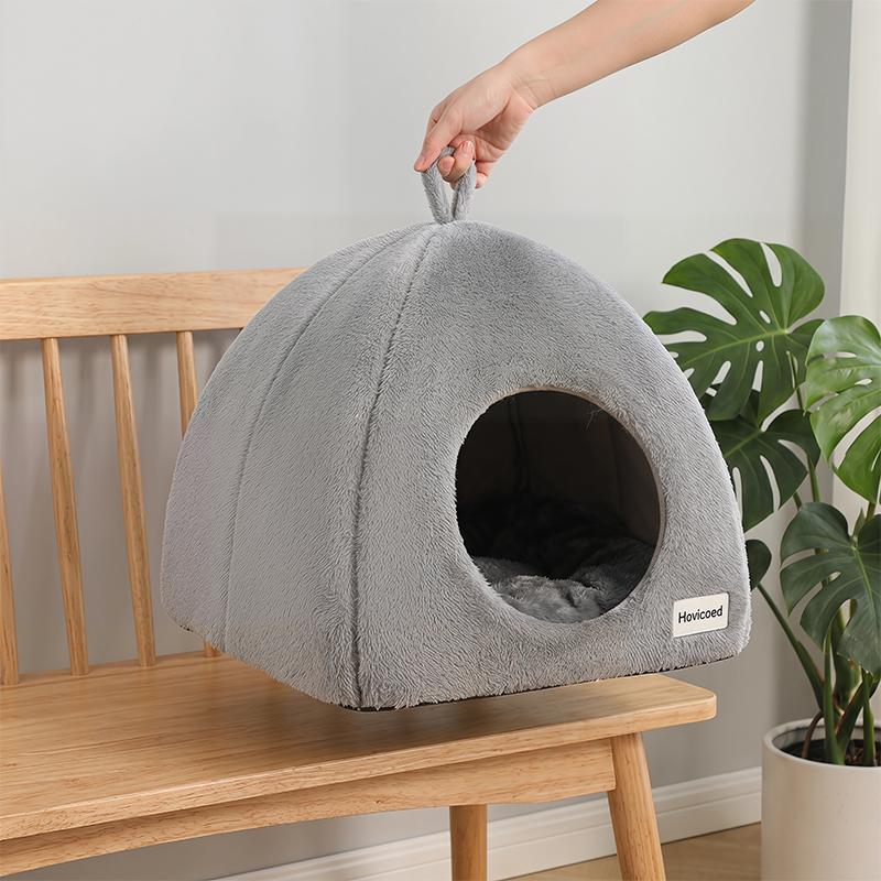 New Triangle Closed Cat Bed Warm Thickened Pet Nest Deep Sleep Cave House For Cats & Small Dogs Bed Cat Tents