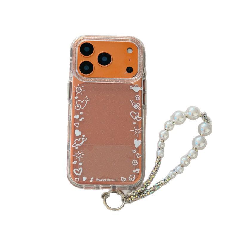 Korean Style Glitter Heart Border Case for iPhone 17/16 Pro Max/15/14
