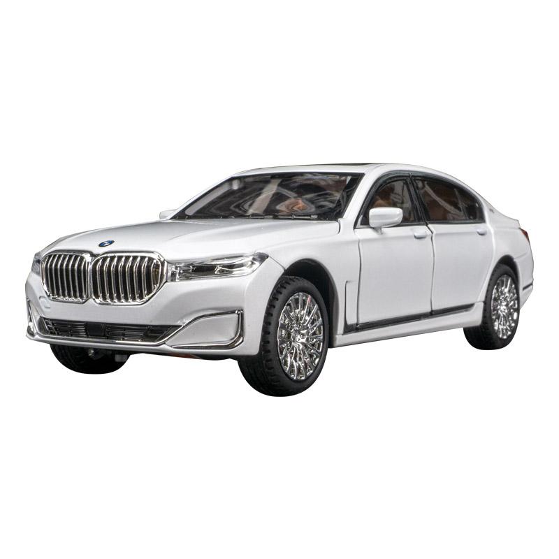 

1:24 BMW 760Li alloy car model decoration 7 series car acousto-optic pull back toy door and hood trunk can be opened. белый