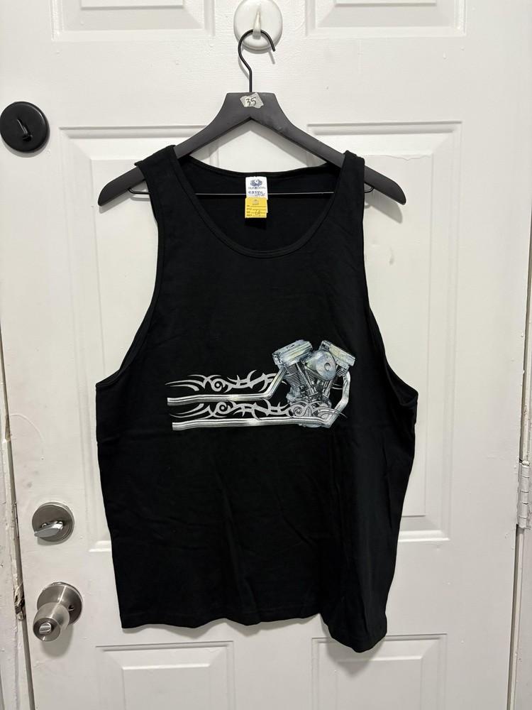Vintage Motorcycle Engine Shirt Mens Large Black Tank Graphic Biker Unisex T-Shirt XXXL