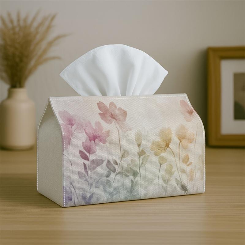 1pc Vintage Romantic Tissue Holder - Floral Rose Beige, Sturdy Napkin Organizer for Vehicle, Kitchen, Dining, Home Decoration - Decorative Tabletop Ti
