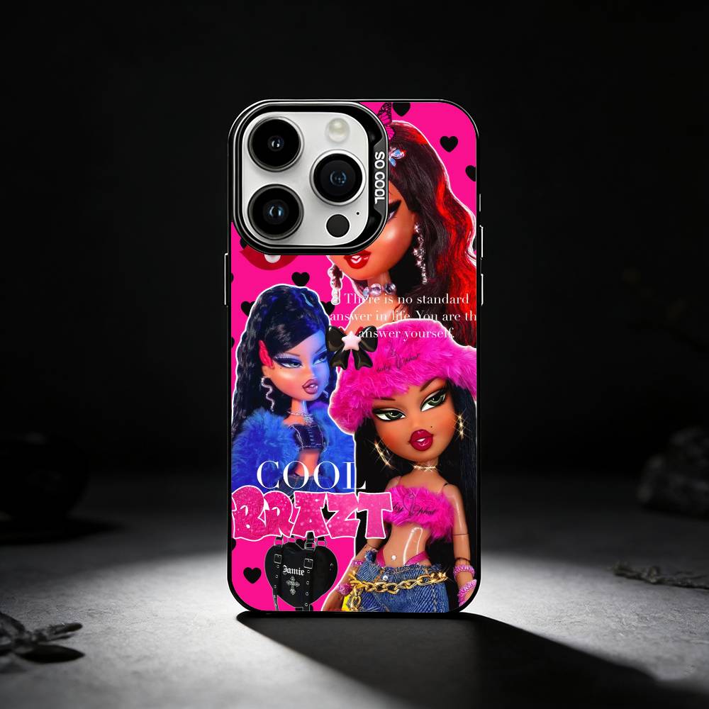Cool Girl B-Bratz Phone Case For iPhone 17,16,15,14,13,12,11 Plus,Pro Max,XS,Colored silver phone case
