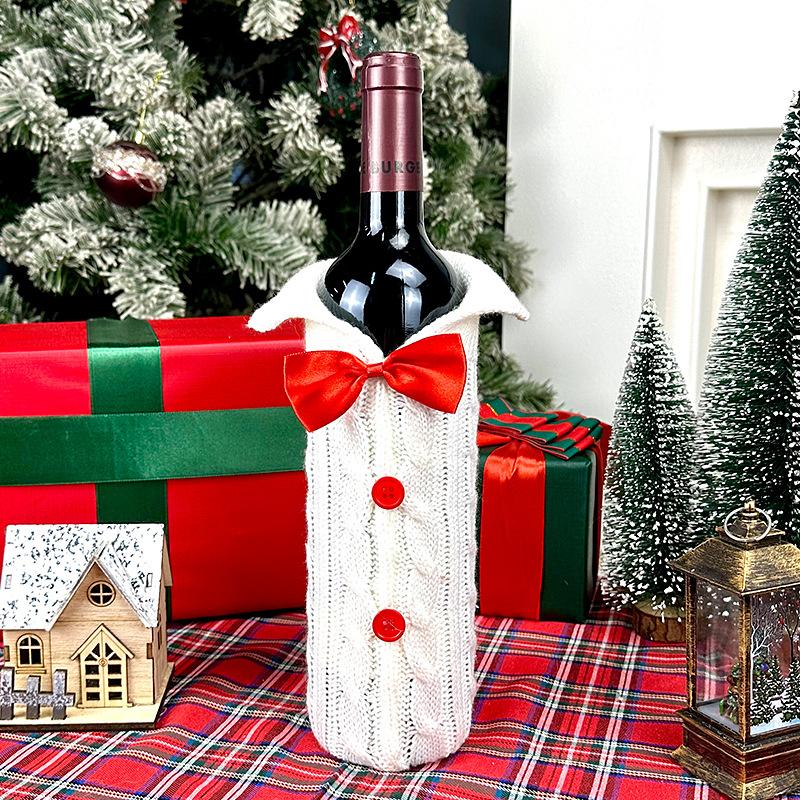 Nordic style wine bottle Christmas decorations, plush wine bottle bags, Christmas red wine set, restaurant party