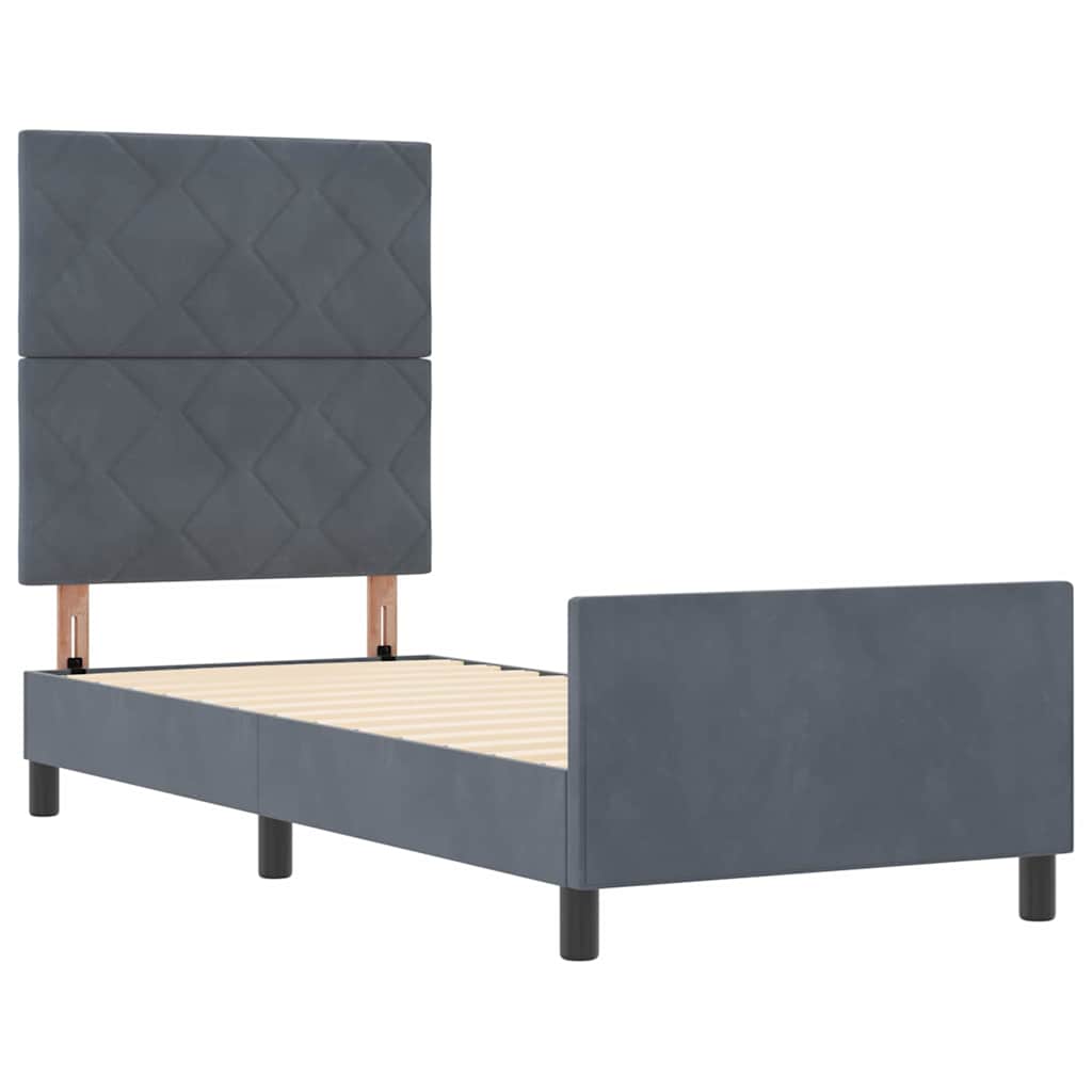 Box Spring Bed with Headboard Dark Grey 80 x 200 cm Velvet