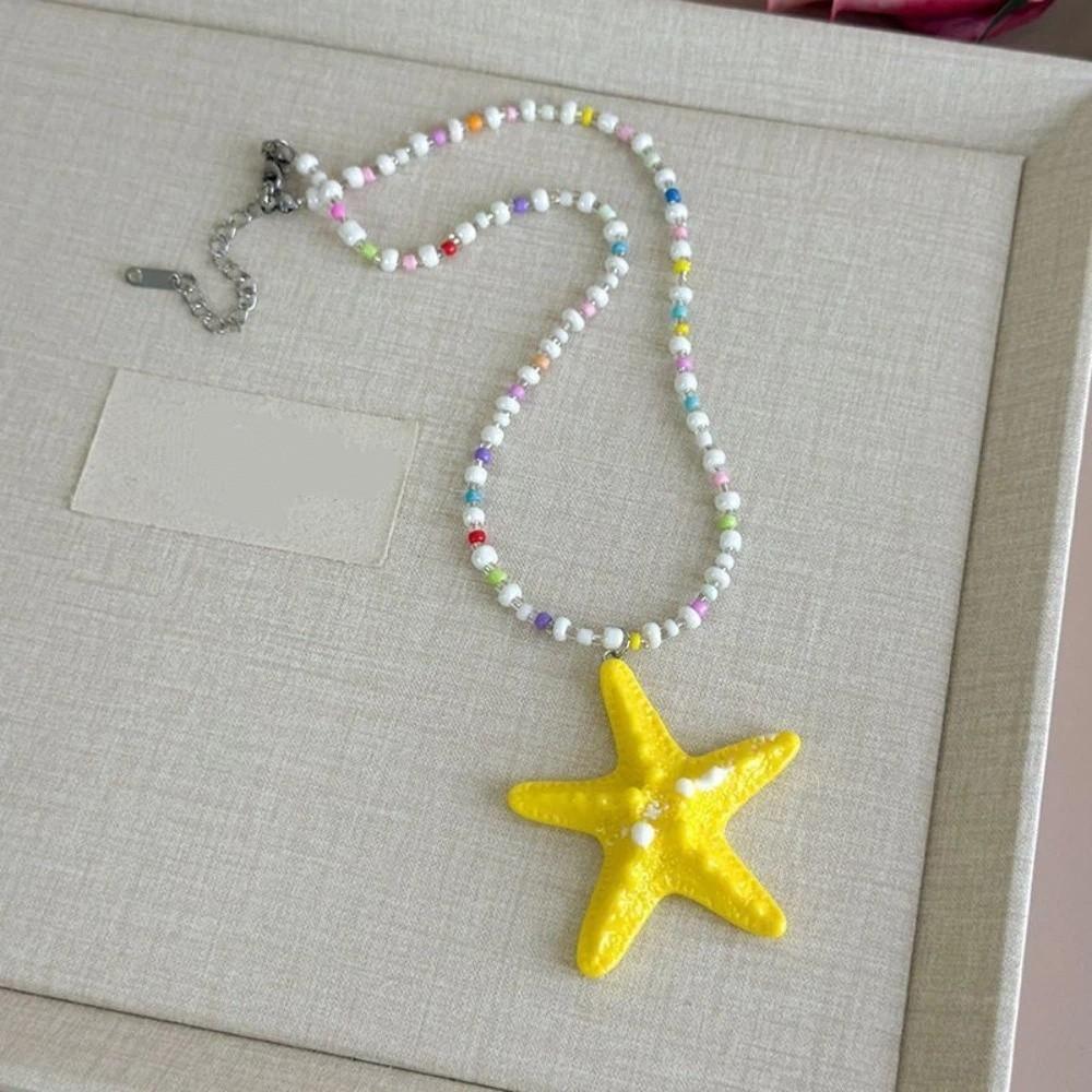 Beach Surfer Starfish Choker Bohemian Summer Clavicle Chain Starfish Necklace  Photography Props жёлтый