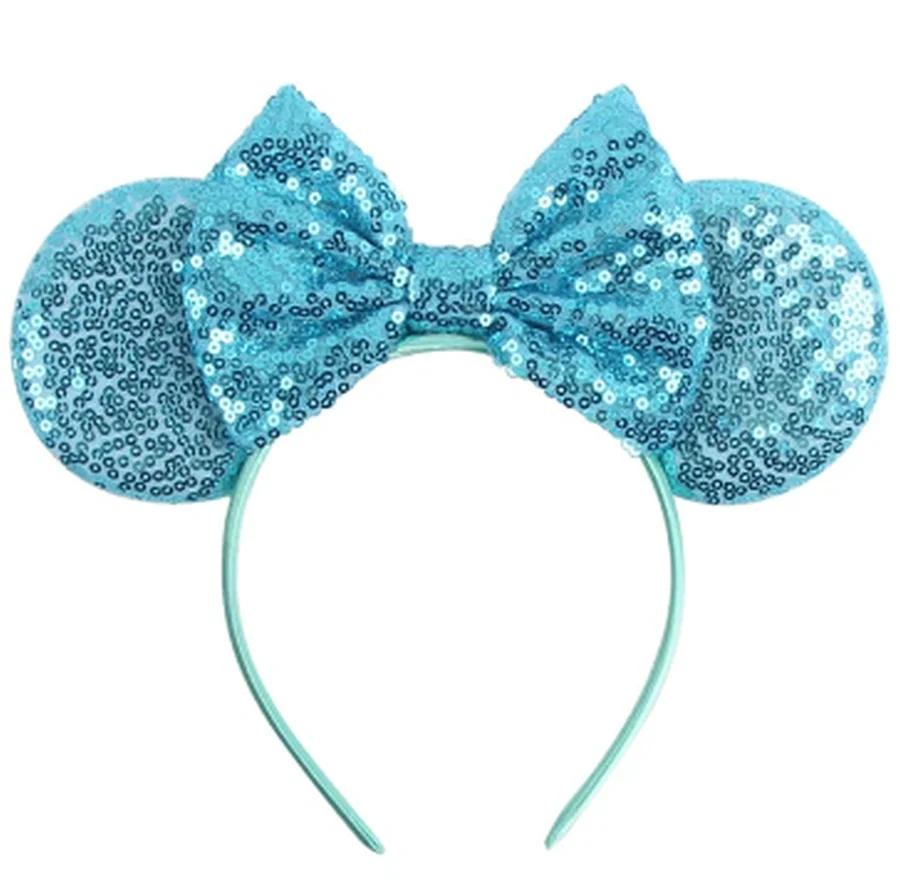 Mouse Ears Headband For Girls Adults 5'' Sparkly Sequin Bow Hairband Festival Party Travel DIY Hair Accessories