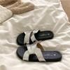 Soft waxy Q bomb~! Good texture niche kinked cross slippers women's soft soft outer wear summer ins beach cool slippers