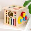 Baby Busy Cube Toy Sorting Fine 8-In-1 Wooden Activity Motor Skills Color Shape Cube Travel Portable