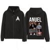Rapper Anuel AA Album Tour 2025 Zipper Hoodie Men's Women Gothic Punk Jacket Long-sleeved Casual Hip-hop Punk Zip Up Sweatshirts