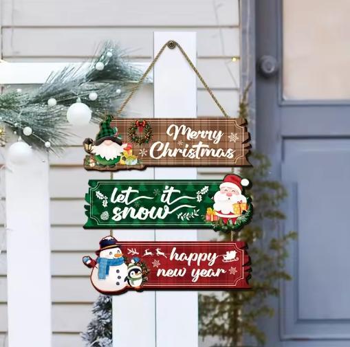 1D Flat Decoration, 1 Set of 1pcs 1D Flat Christmas Ornament Hanging Set | Includes Santa Claus, Snowman, and Reindeer Designs