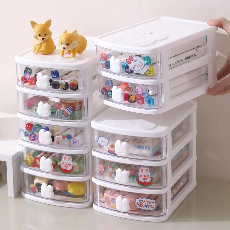 2/3/4/5 Layer Desktop Storage Organizer Home Storage Cosmetic Transparent Storage Box Student Desktop Stationery Organize Drawer