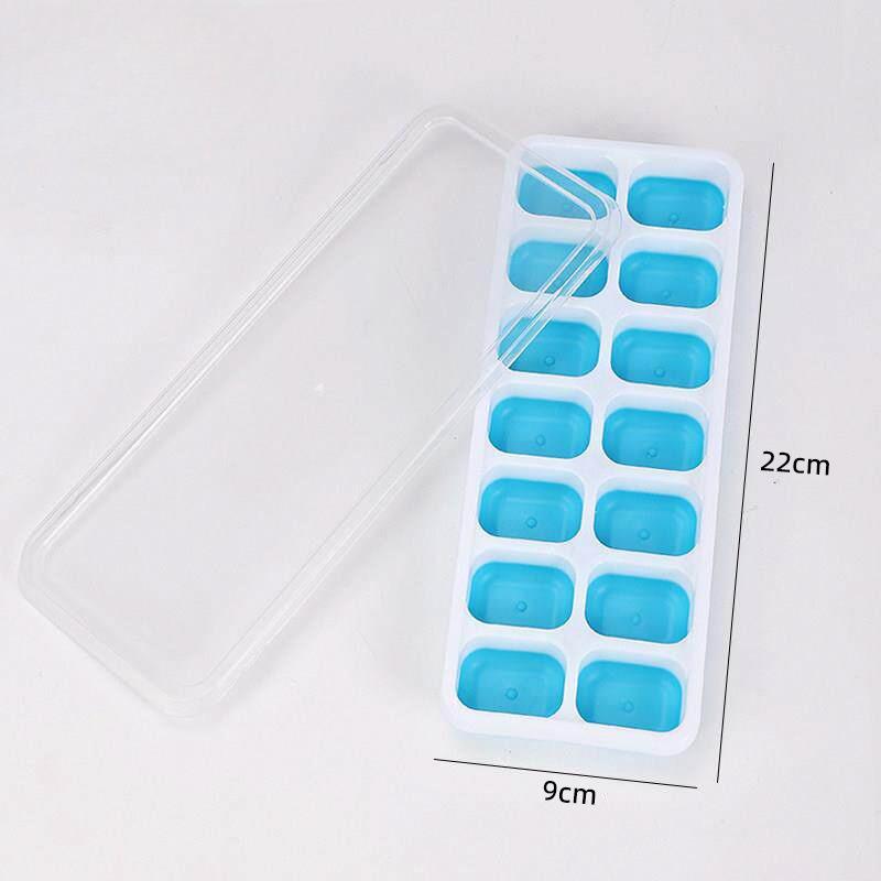 14-piece Ice Cube Tray with Lid - Ice Cube Mold for Home Use - Soft-bottom Ice Tray - Making Ice - Homemade Ice Cubes - Freezing