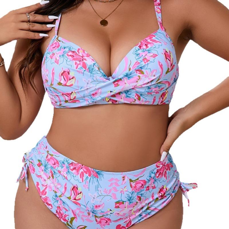 [Bikini Donna Europeo e Americano Taglia Grande Schiena Scoperta Aderente] Slip con Laccetti e Coppe in Acciaio Costume da Bagno Xingcheng Donna