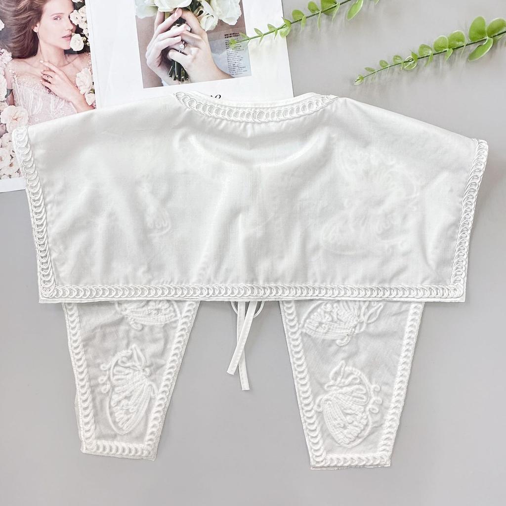 Embroidery With Decorative Collar Lace False Collar Women'S Cape White With Skirt Small Shawl Accessories