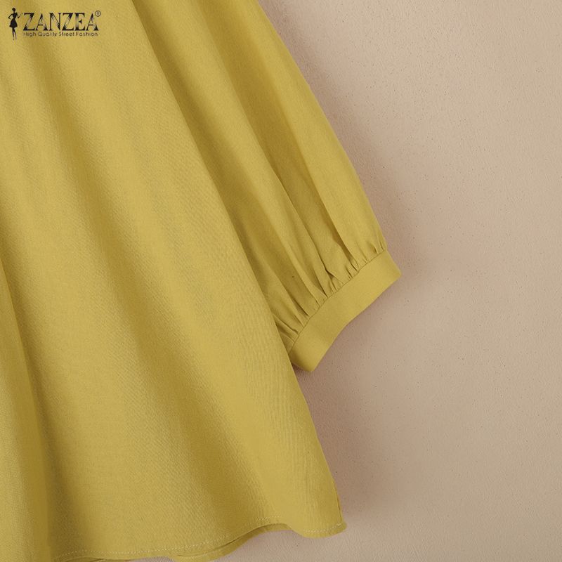 ZANZEA Women Lace Crochet Patchwork V-Neck Casual Long Sleeve Blouse