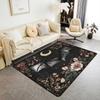 Cute Black Bat Large Area Rug 5x7, Floral Plant Leaves Living Room Rug, Starry Sky Moon Galaxy Rugs for Bedroom Boho Exotic European Style C