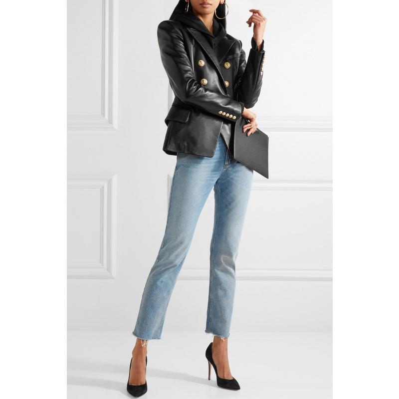 2024 Damska Kurtka Motocyklowa z Prawdziwej Skóry Owieczej - Styl Koreański, Krótki Modny Design