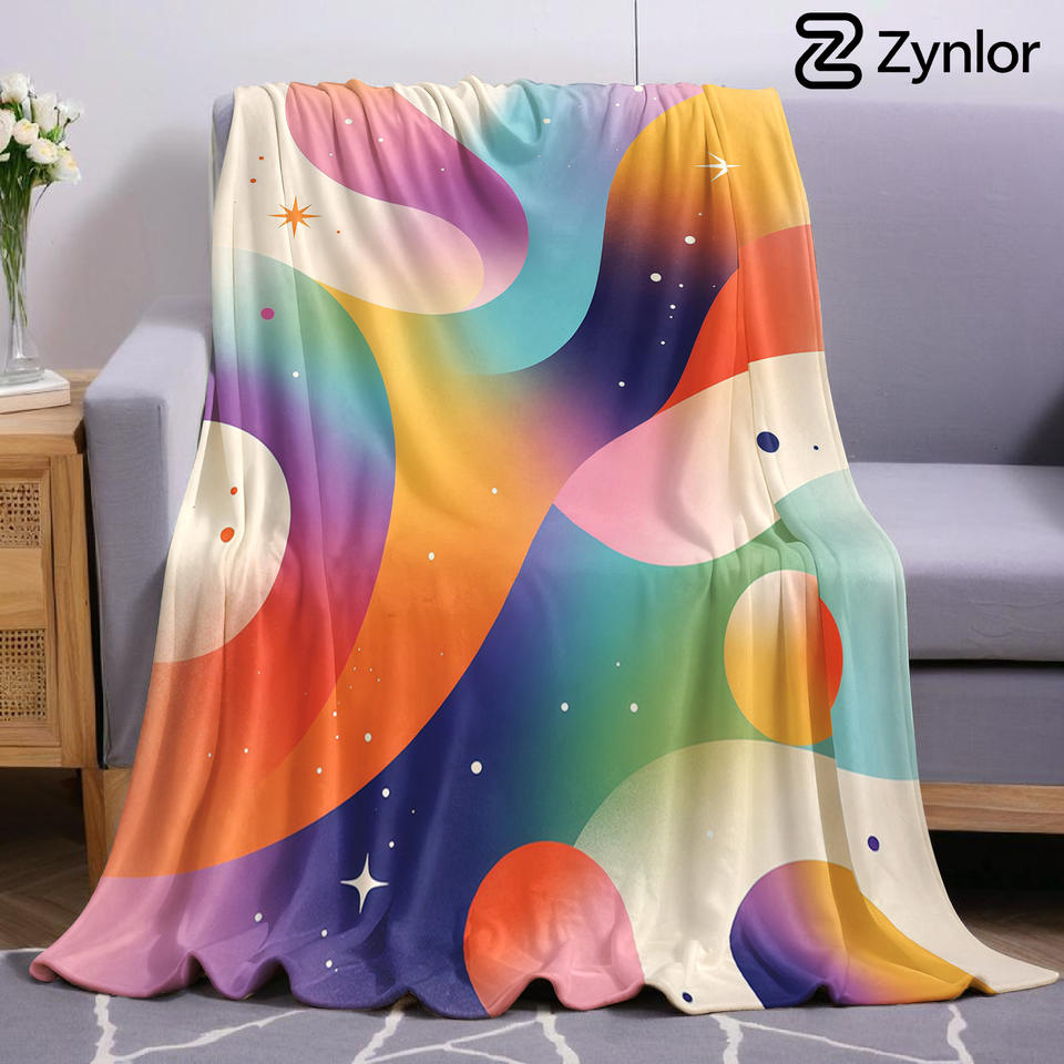 Gradient Space Ultra Soft Sherpa Fleece Blanket Fluffy Warm Halloween Cozy Throw for Sofa Couch Bedroom Gift All Season