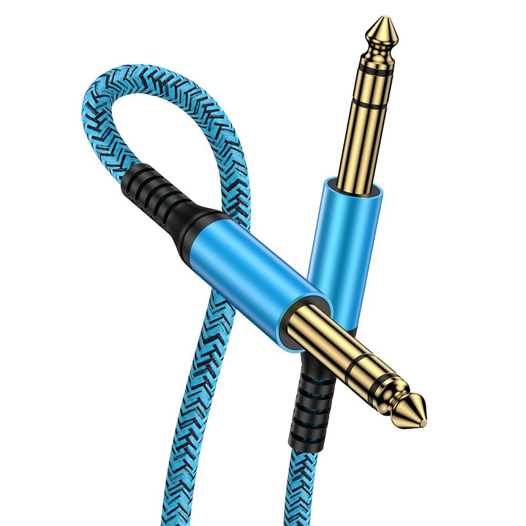 ANNIBER TRS Audio kabel Kytarový stíněný kabel Nylonově opletený Mono kabel Standardní konektor Samec na samec Mixér pro připojení Kytarový zesilovač Reproduktor 2M 6,35mm