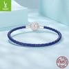 S925 Sterling Silver Roll Grass Pattern Button Head Basic Leather Rope Hand Rope, Retro Classic Leather Diy Bracelet