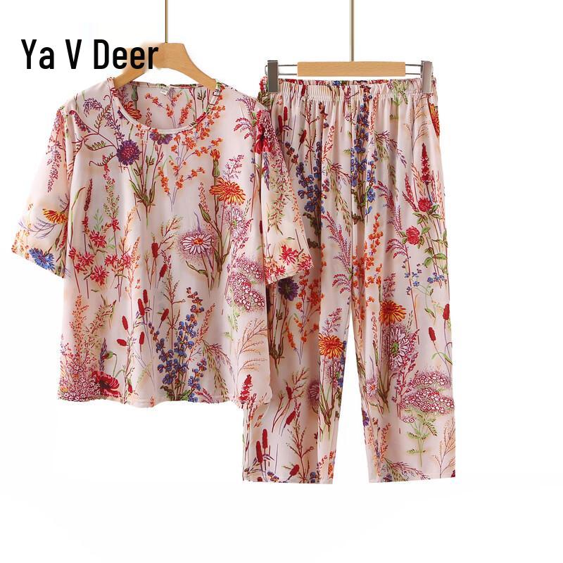 Yalu Women s Plus Size Summer Short Sleeve & Cropped Pants Set 6XL