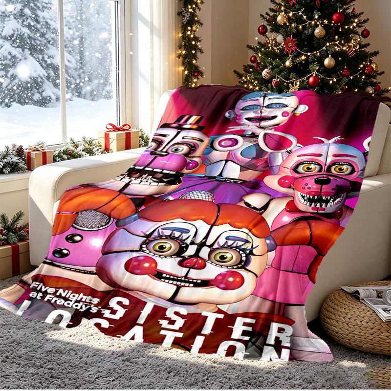 Five Nights At Freddy's Pattern Blanket for Home Decoration, Bed, Sofa, Car Travel, Camping, Suitable for All Seasons, Birthday Christmas Gift