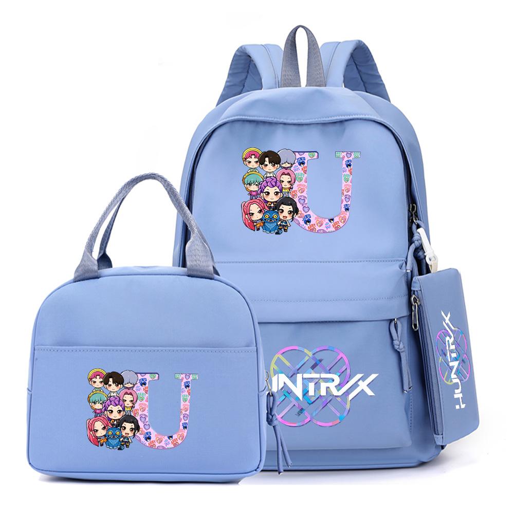 3Pcs/set 26 English Letter K-Pop Printed Backpack with Handbag Pencil Case for Teenager Student Boy Girl Bookbag Women Large Capacity Travel Bag
