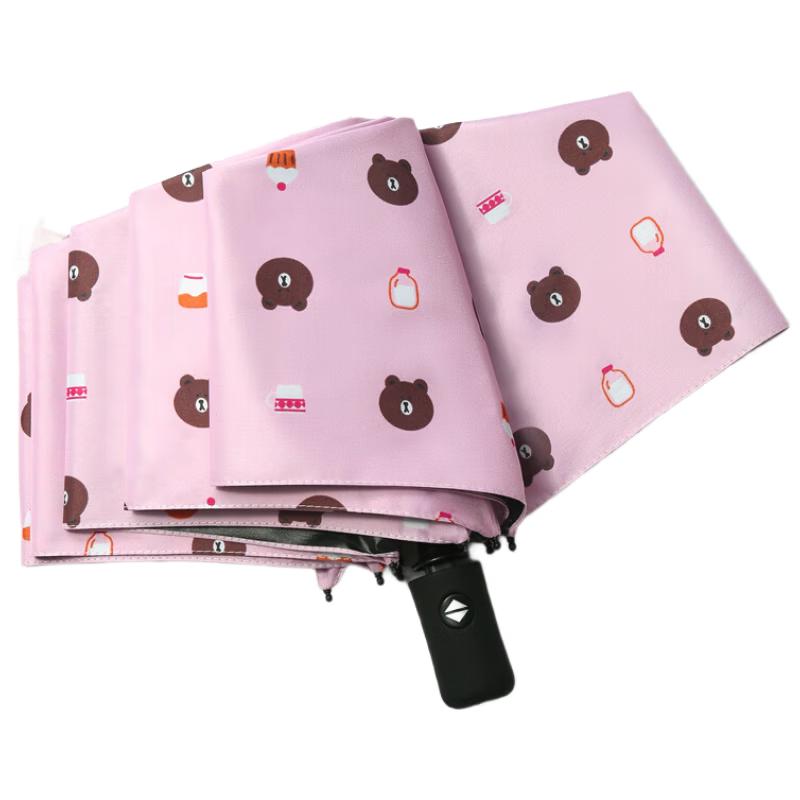 Automatic Folding UV Sun and Rain Umbrella - Pink Bear