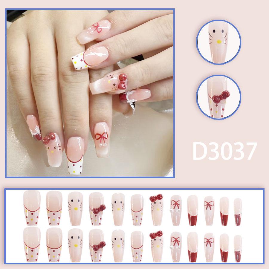Trendy Polka Dot Cat Bow Nail Art Tips