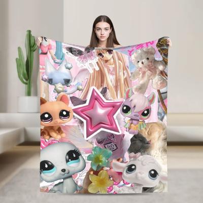 Littlest Pet Shop Teplá měkká deka Dětské plyšové povlečení Přehozy Street Trend Pohovka Křeslo Flanelové přehozy Potah na rozkládací pohovku