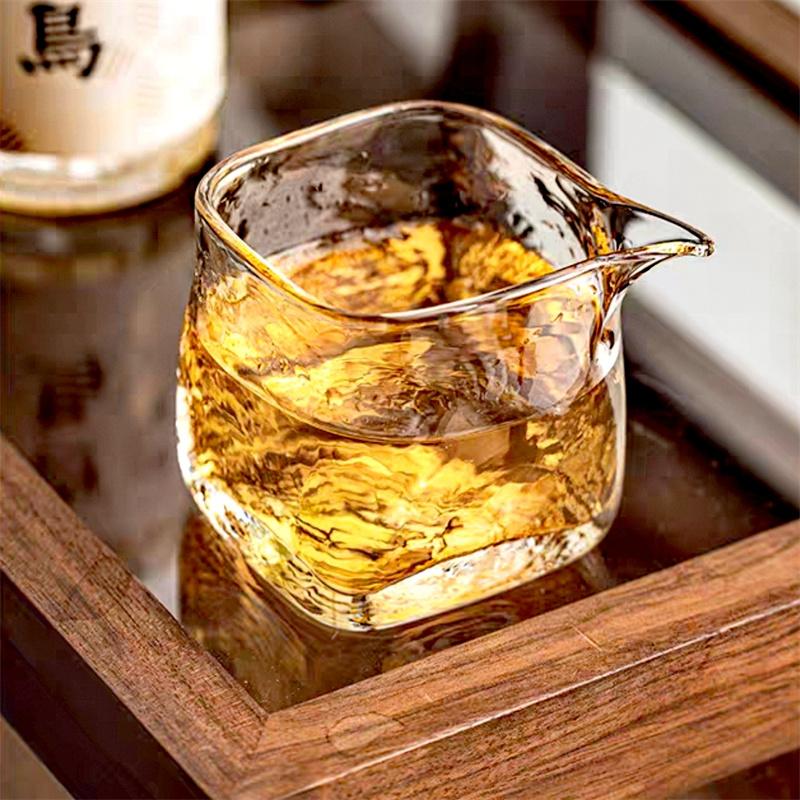 175ml Square Transparent Hammer Glass Fair Cup Tea Dispenser Heat Resistant Chahai Tea Separator Kungfu Tea Set Accessories