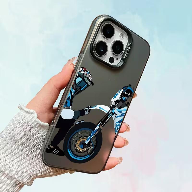 Blue Phone Case for Oppo Realme 15 14 13 12 11 10 9i 8 8i C75 C65 C63 C55 C53 C35 C33 C20 21Y 21 Pro Plus White Motorcycle Rider