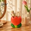 Office Desk Accessories for Women Tulip Makeup Brush Holder, Resin Cosmetic Organizer Vanity Desk, Cute Flower Pen Floral Stationery Cup