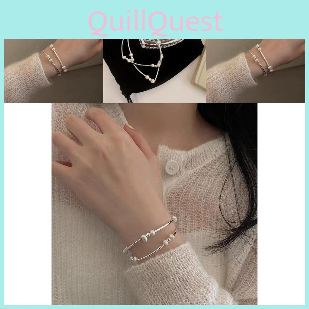 Layer Luxurious Double Pearl Necklace Bracelet For Women With Design Geometric