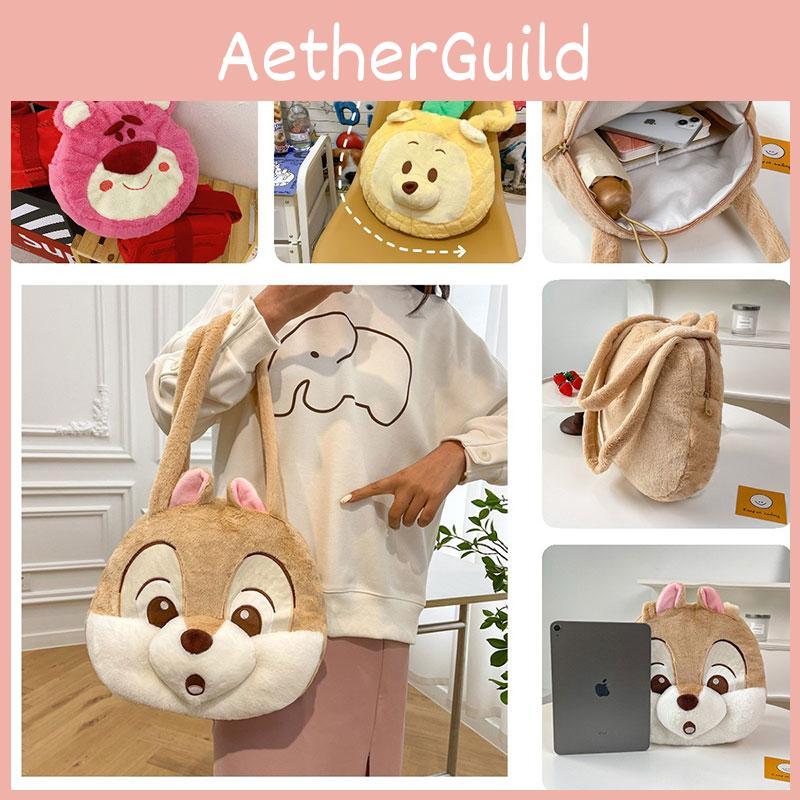 Pineapple Pup And Strawberry Bear Plush Cartoon Shoulder Bag Large Capacity Tote For Everyday Use