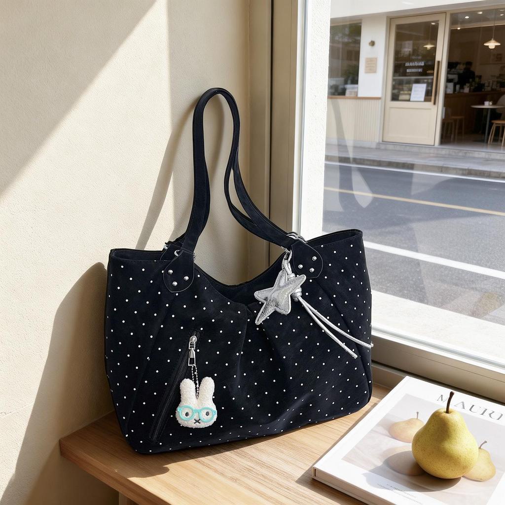 Polka Dot Large Capacity Tote - 2026 Casual Single Shoulder Bag for Women, Perfect for Students and Commuting.
