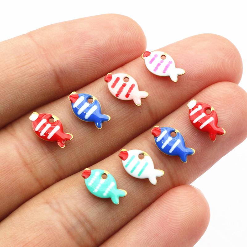20pcs Stainless Steel Enamel Small Cute Charms Pendant Fish Starfish Coral Reef DIY Jewelry Making Accessories Findings
