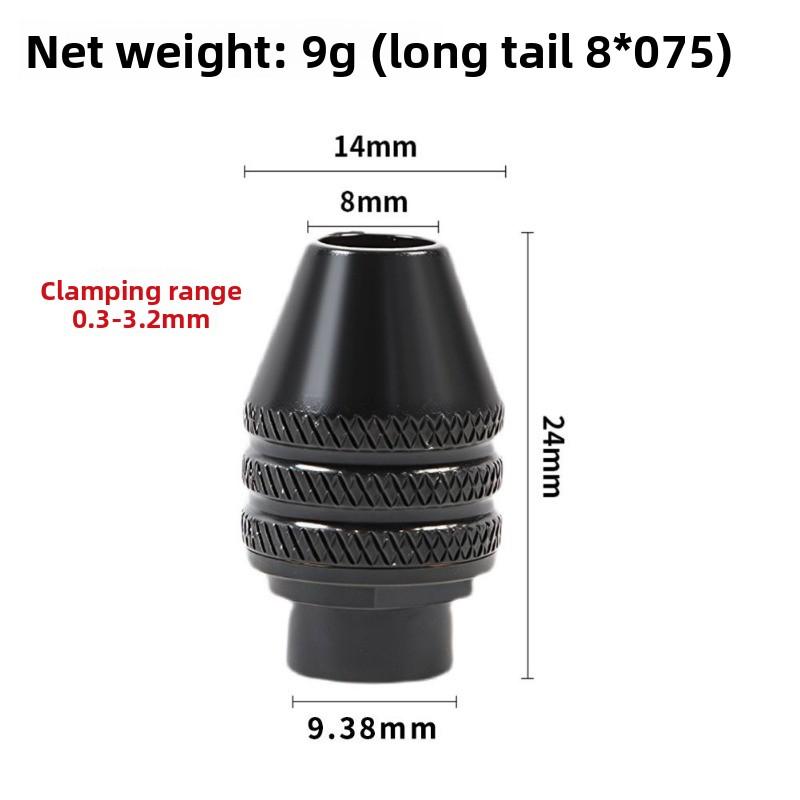 Mini Keyless Drill Chuck 0.3-8mm Self-Tighten Electric Drill Bits Collet Fixture Tools 1/4" Hex Shank Quick Change Converter