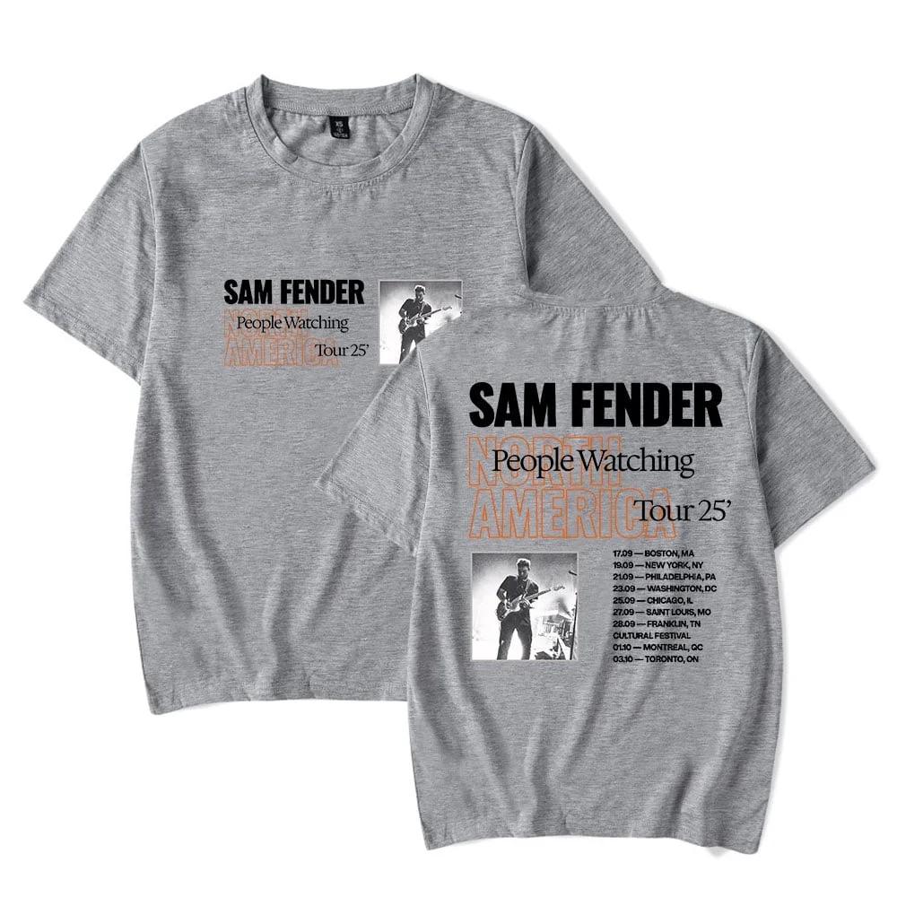 Sam Fender People Watching Gira Norteamérica 2025 Camiseta de manga corta de algodón puro con cuello redondo de moda para unisex y mujeres